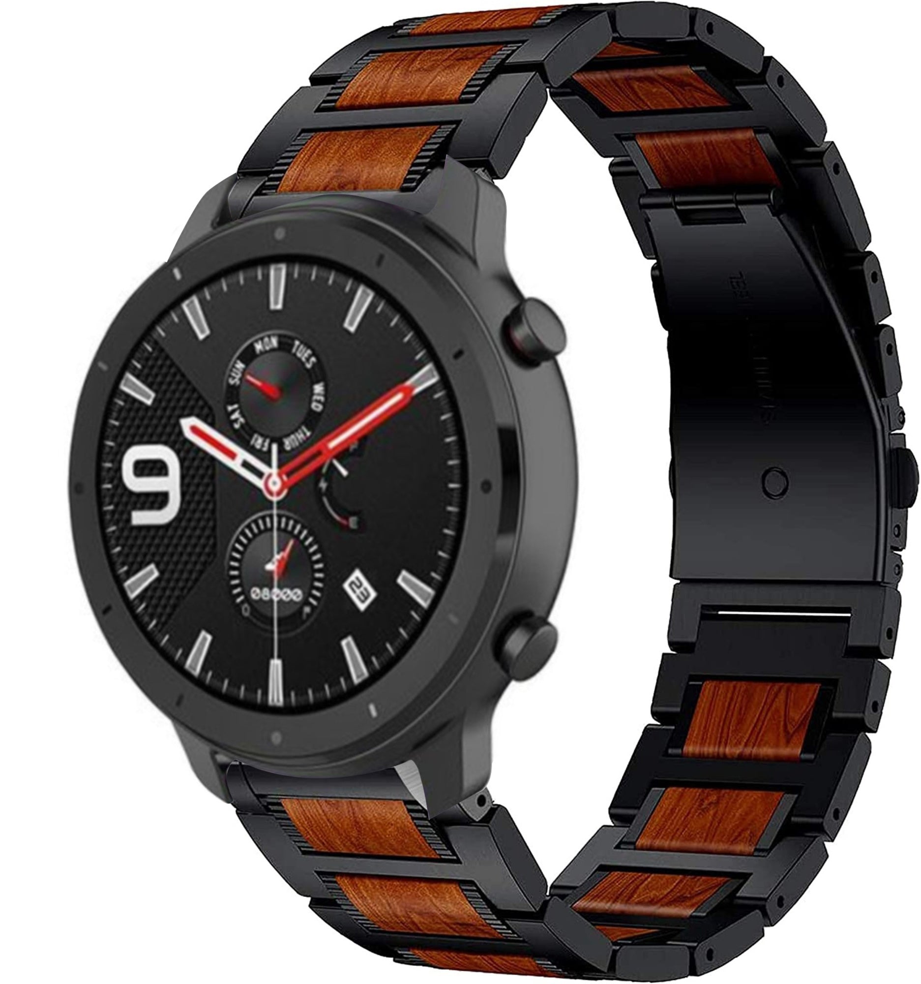 amazfit-gtr-stalen-houten-band-zwart