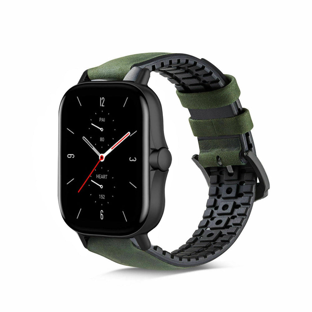 amazfit-gts-2-siliconen-leren-band-groen