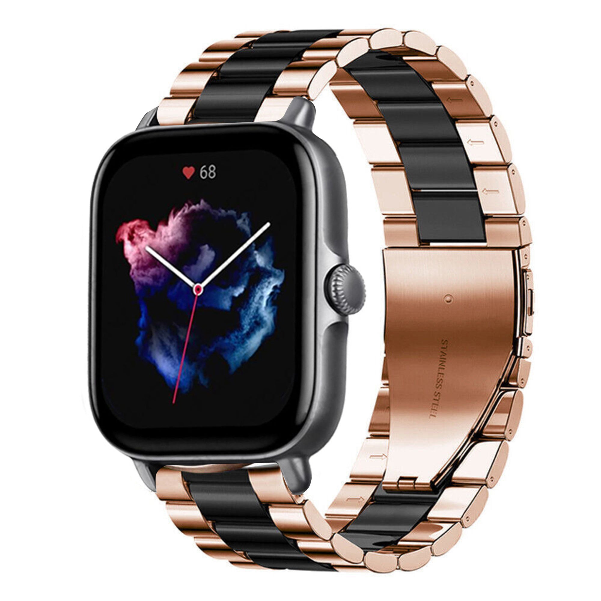 amazfit-gts-3-stalen-band-rose-goud-zwart