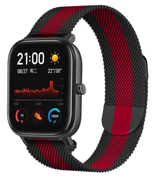 amazfit-gts-milanese-band-zwart-rood