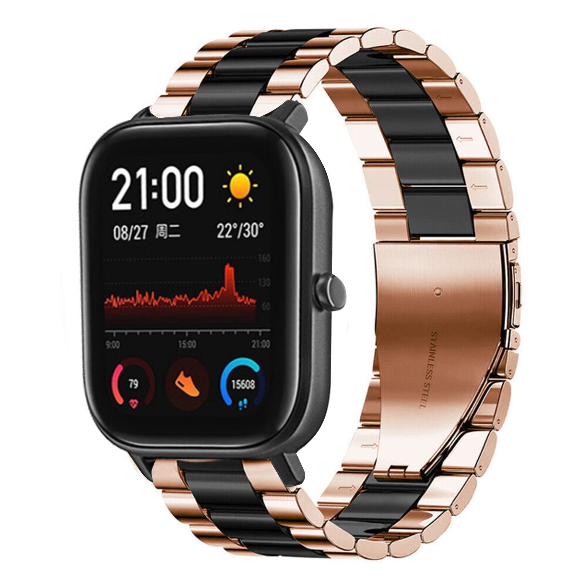 amazfit-gts-stalen-band-rose-goud-zwart