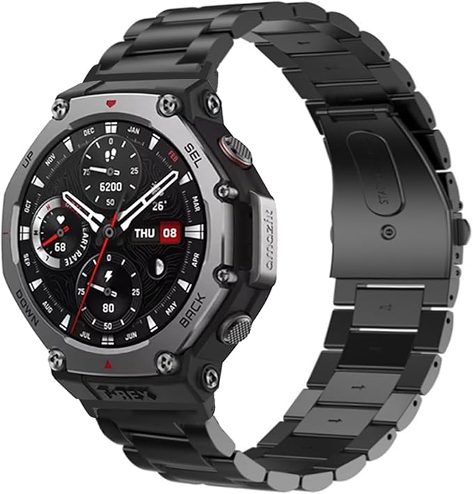 amazfit t-rex 3 steel strap black