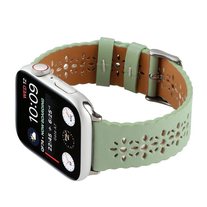 apple-watch-leren-band-patroon-lichtgroen-2