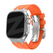 Bandz Apple Watch Silicone Strap 'Luxe Liquid' (Orange With Silver)
