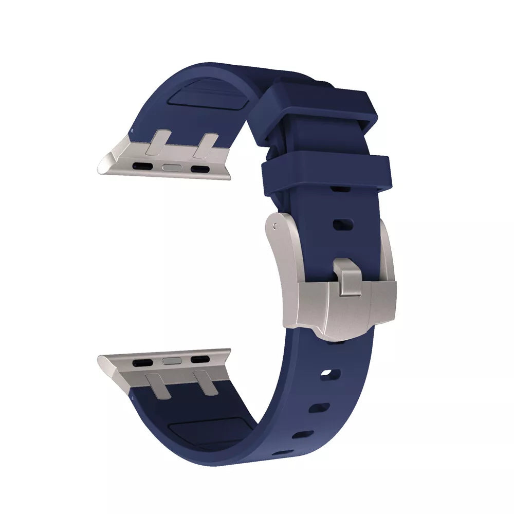 Apple Watch Premium Liquid Silicone Strap (Blue with Titanium)