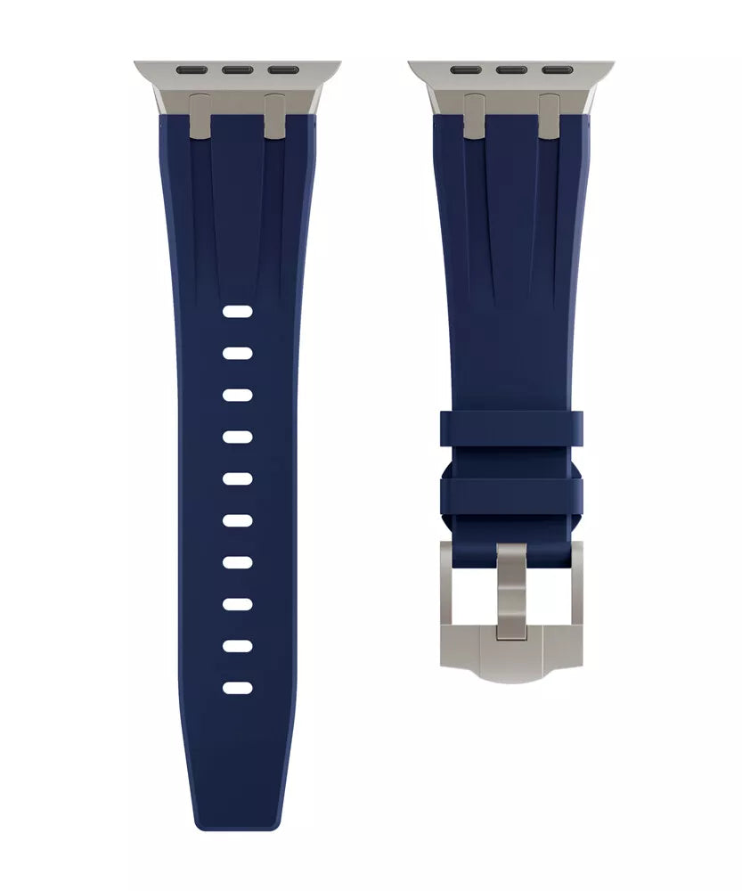 Apple Watch Premium Liquid Silicone Strap (Blue with Titanium)