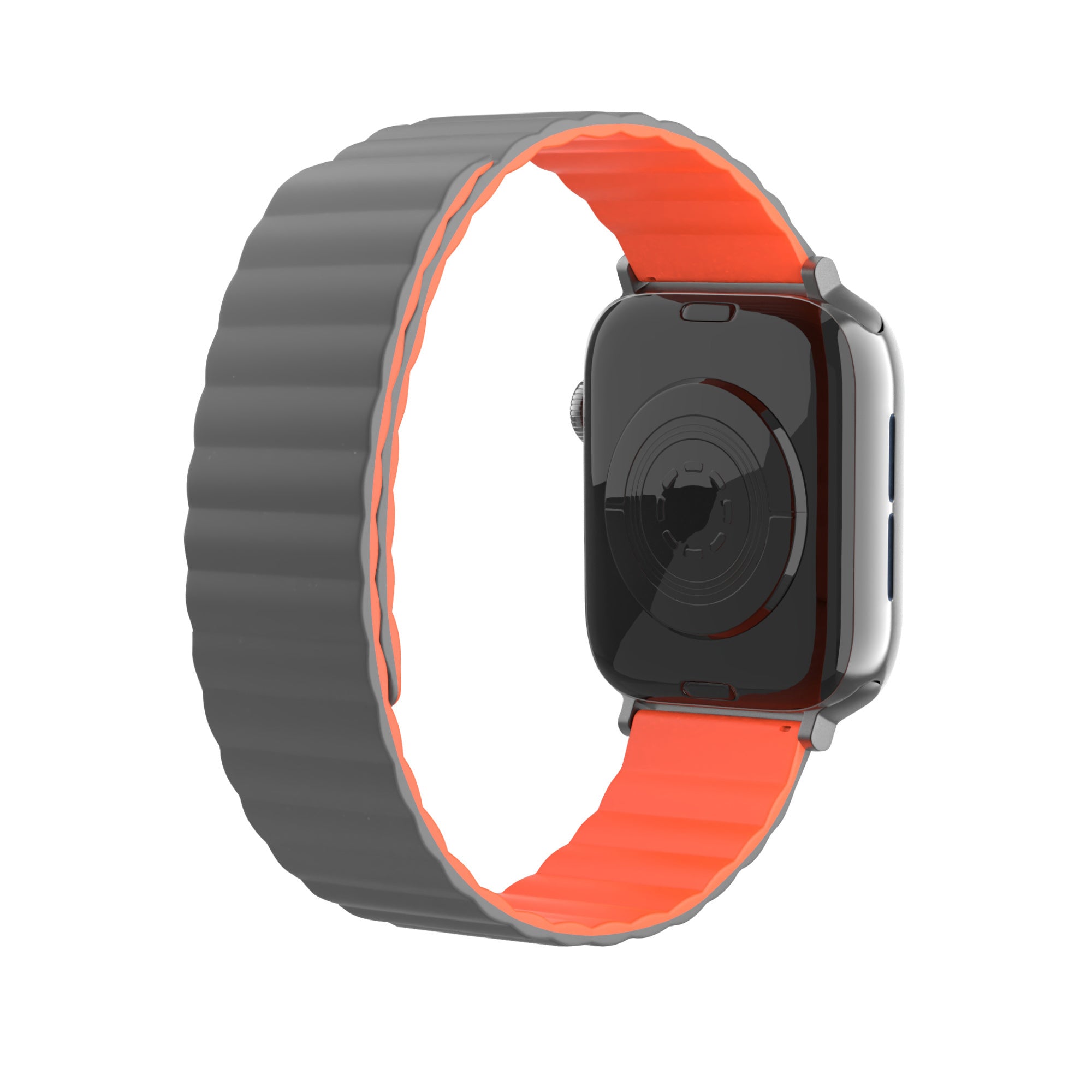 apple-watch-silikonarmband-magnetisch-grau-orange