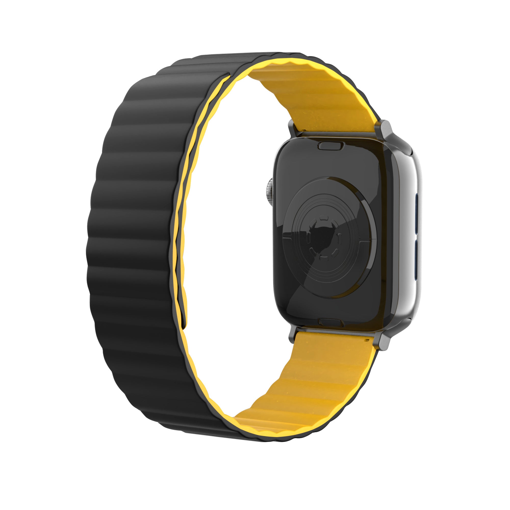 apple-watch-silikonarmband-magnetisch-schwarz-gelb