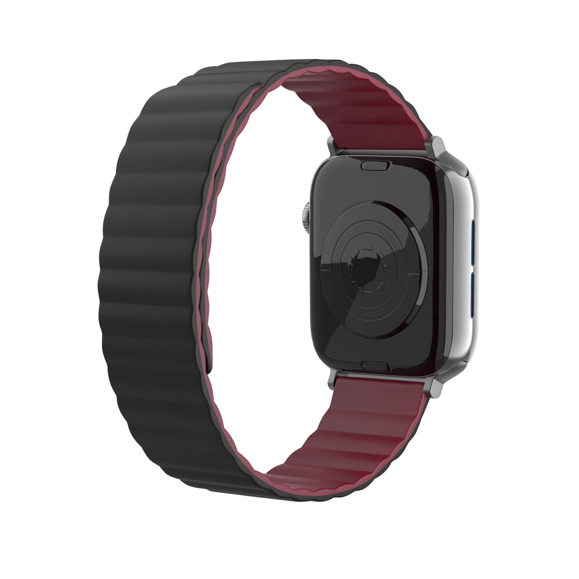 apple-watch-silikonarmband-magnetisch-schwarz-rot