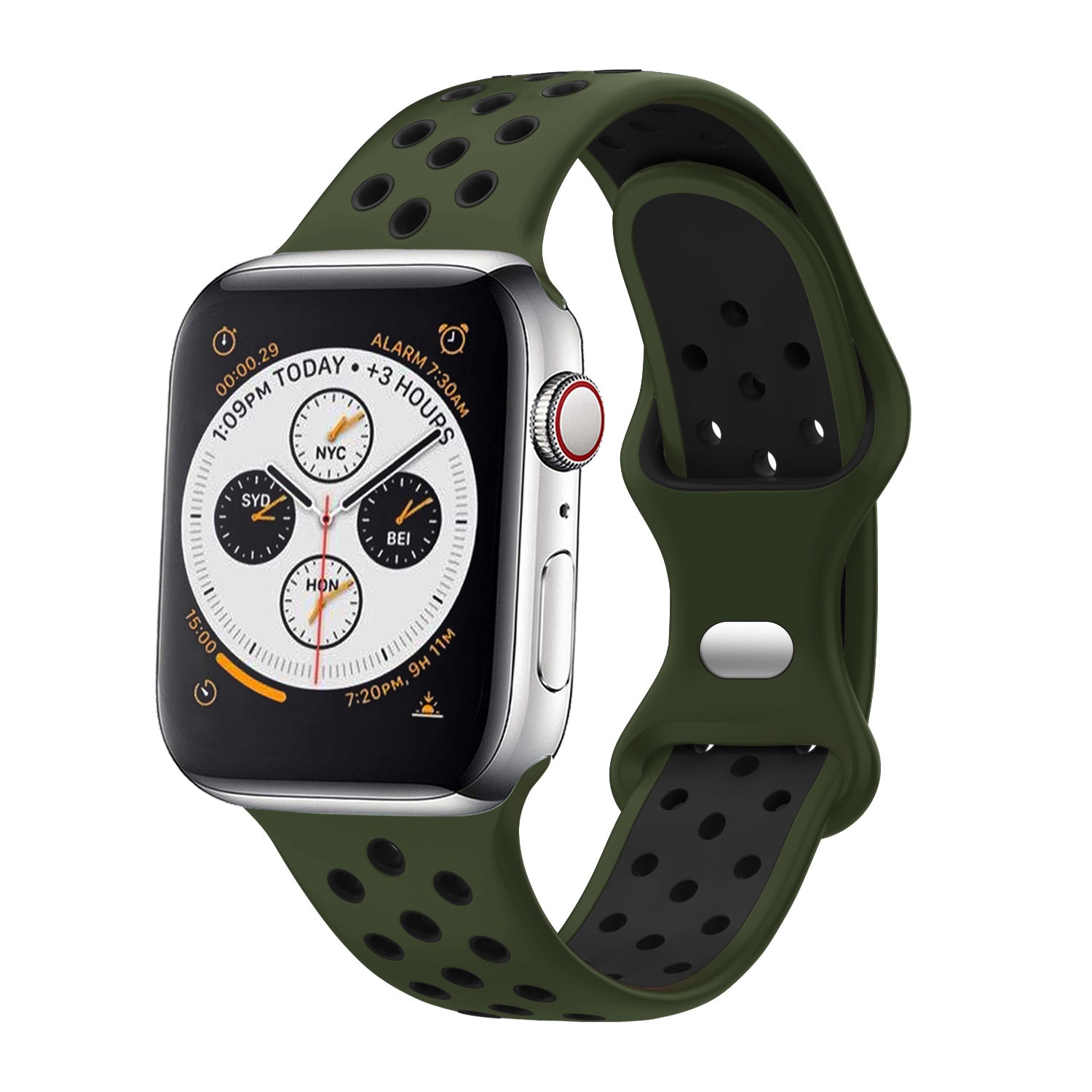 apple-watch-sport-bandje-olijf-zwart