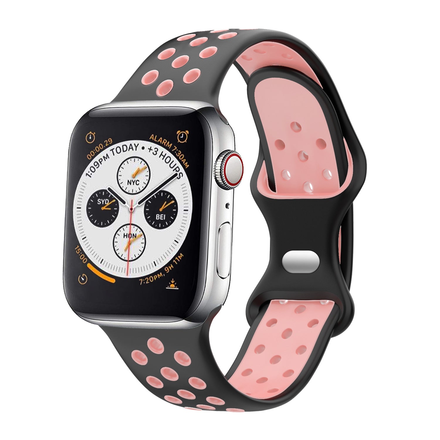 Apple Watch Sport Strap Classic (Black/Pink) - Main Image