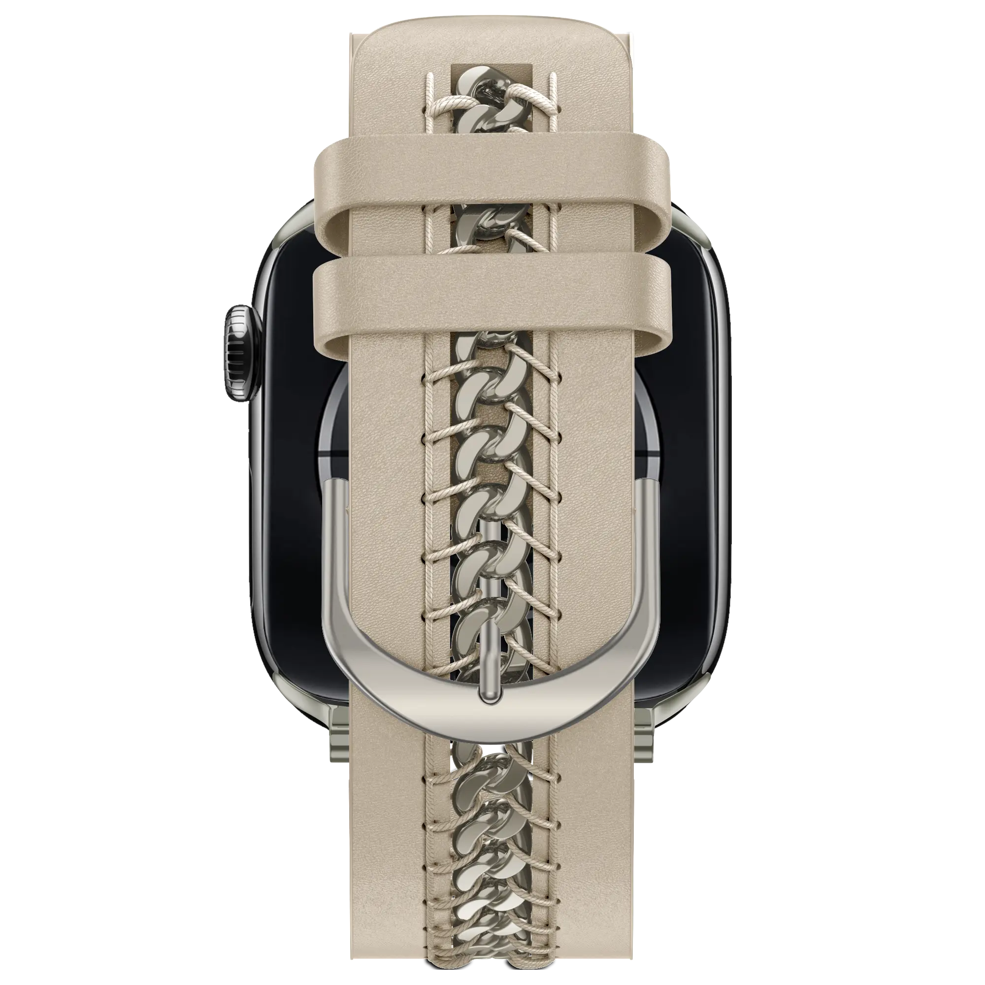 Bandz Apple Watch Leather Strap 'Chains' (Beige)