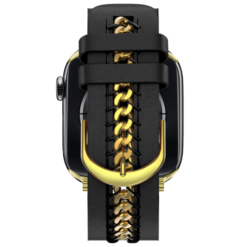 Bandz Apple Watch Leather Strap 'Chains' (Black)