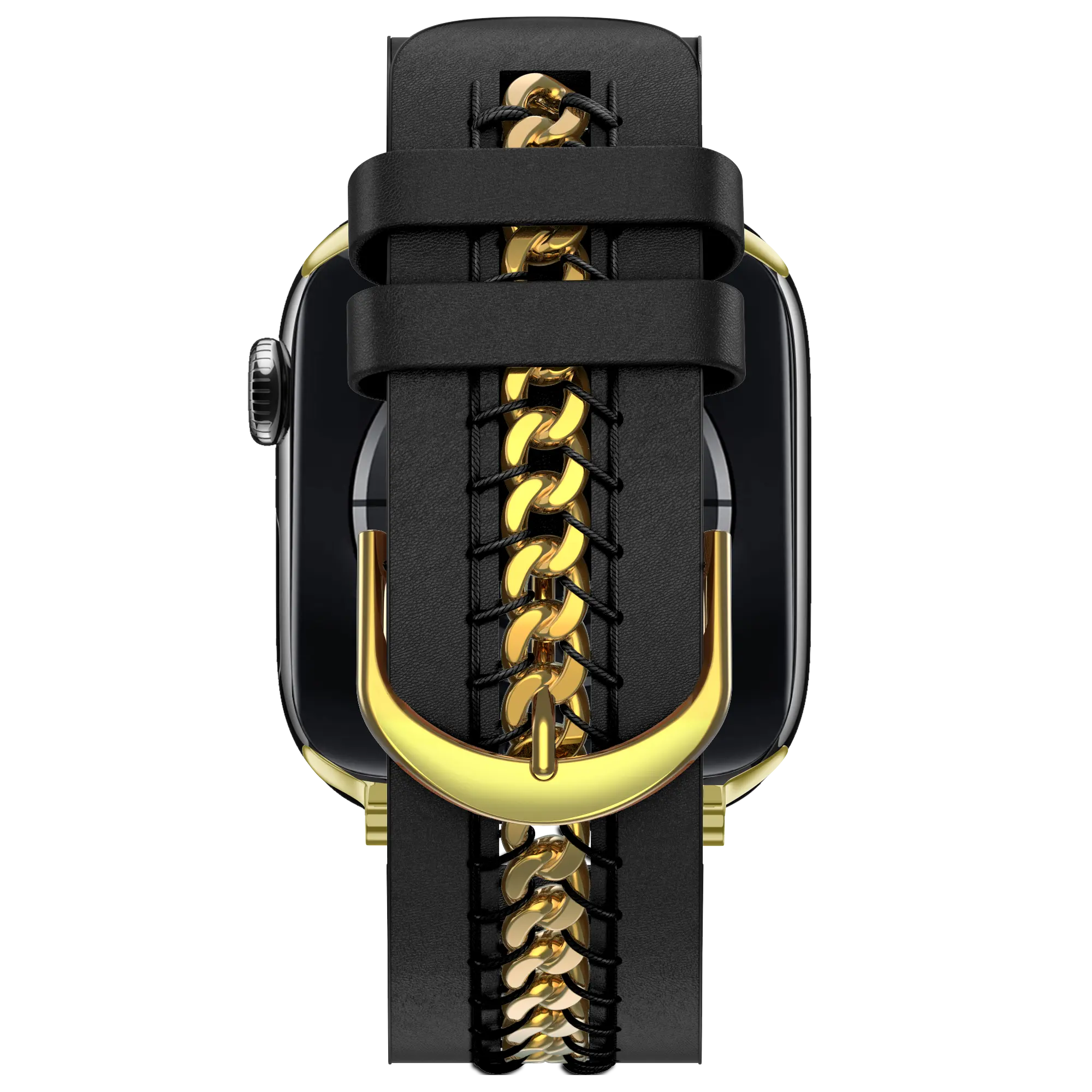 Bandz Apple Watch Leather Strap 'Chains' (Black)