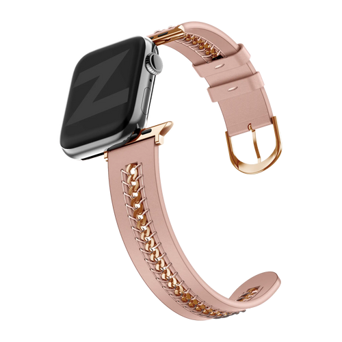 Bandz Apple Watch Leather Strap 'Chains' (Pink)