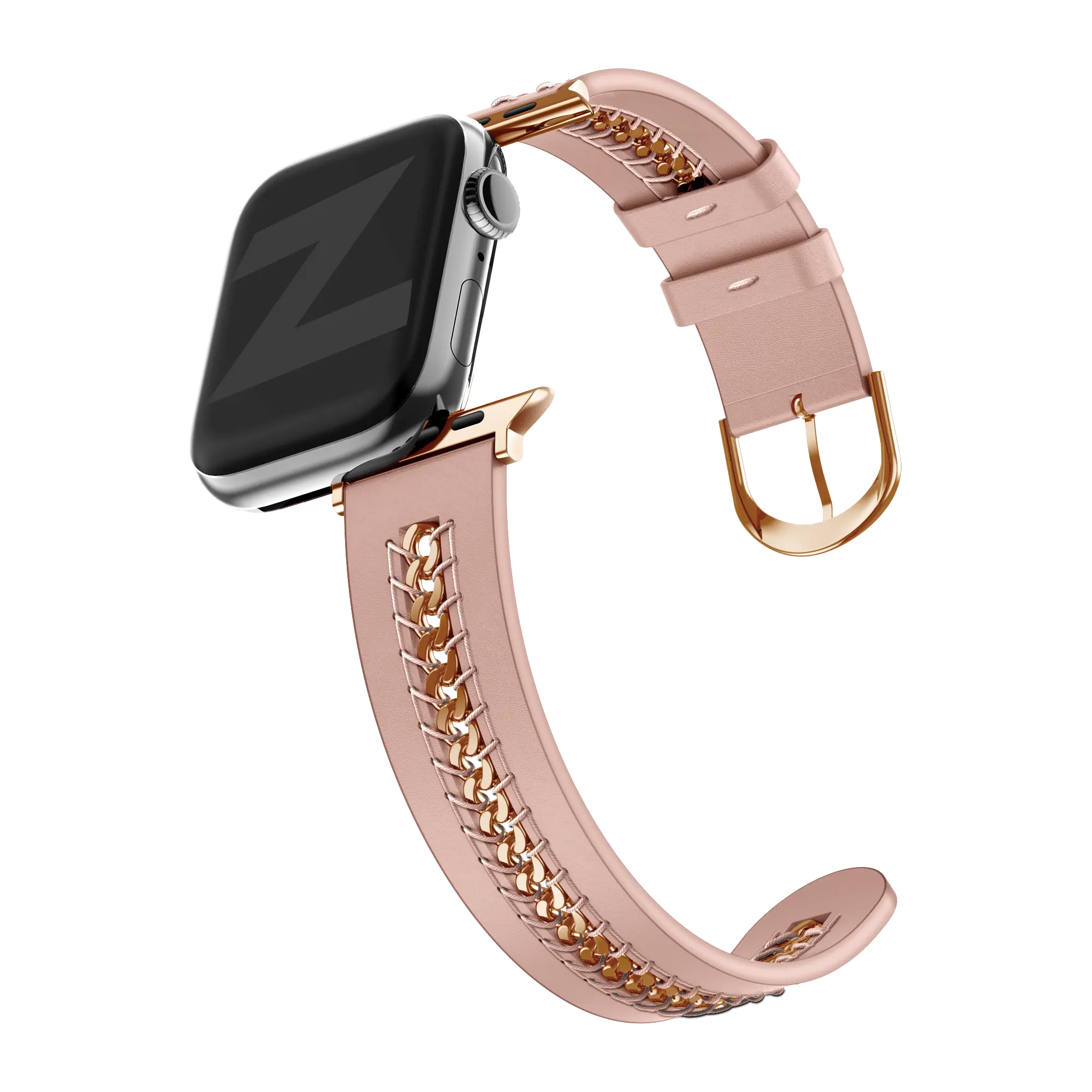 Bandz Apple Watch Leather Strap 'Chains' (Pink)