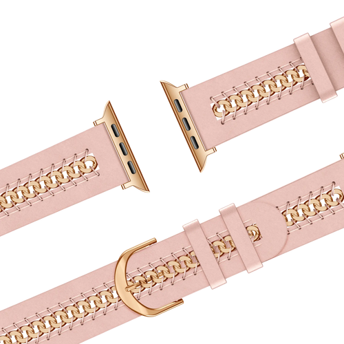 Bandz Apple Watch Leather Strap 'Chains' (Pink)