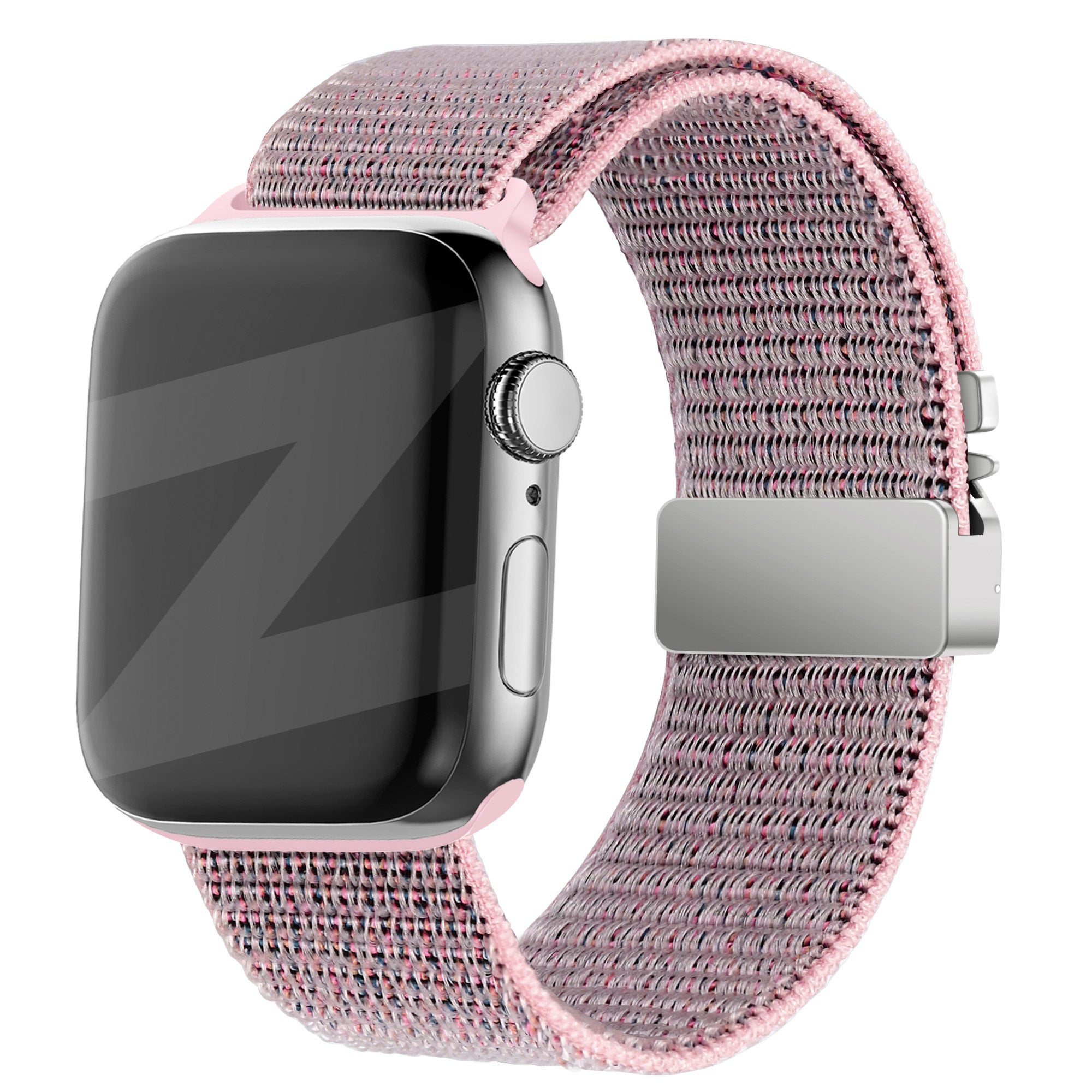 Bandz Apple Watch Nylon Strap 'Classic' with P-Buckle (Grey/Pink)