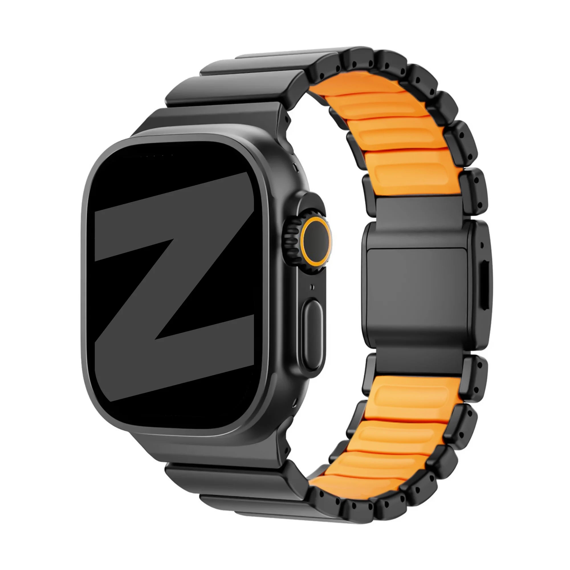 apple watch titanium hybrid band black orange
