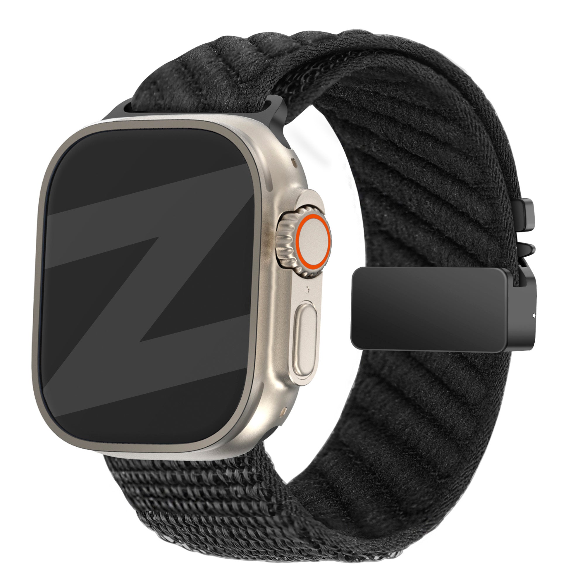 apple watch wave nylon strap with parachute buckle black