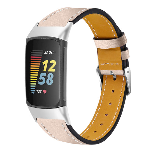 Fitbit Charge 5 Modern Leather Strap (Light Beige)