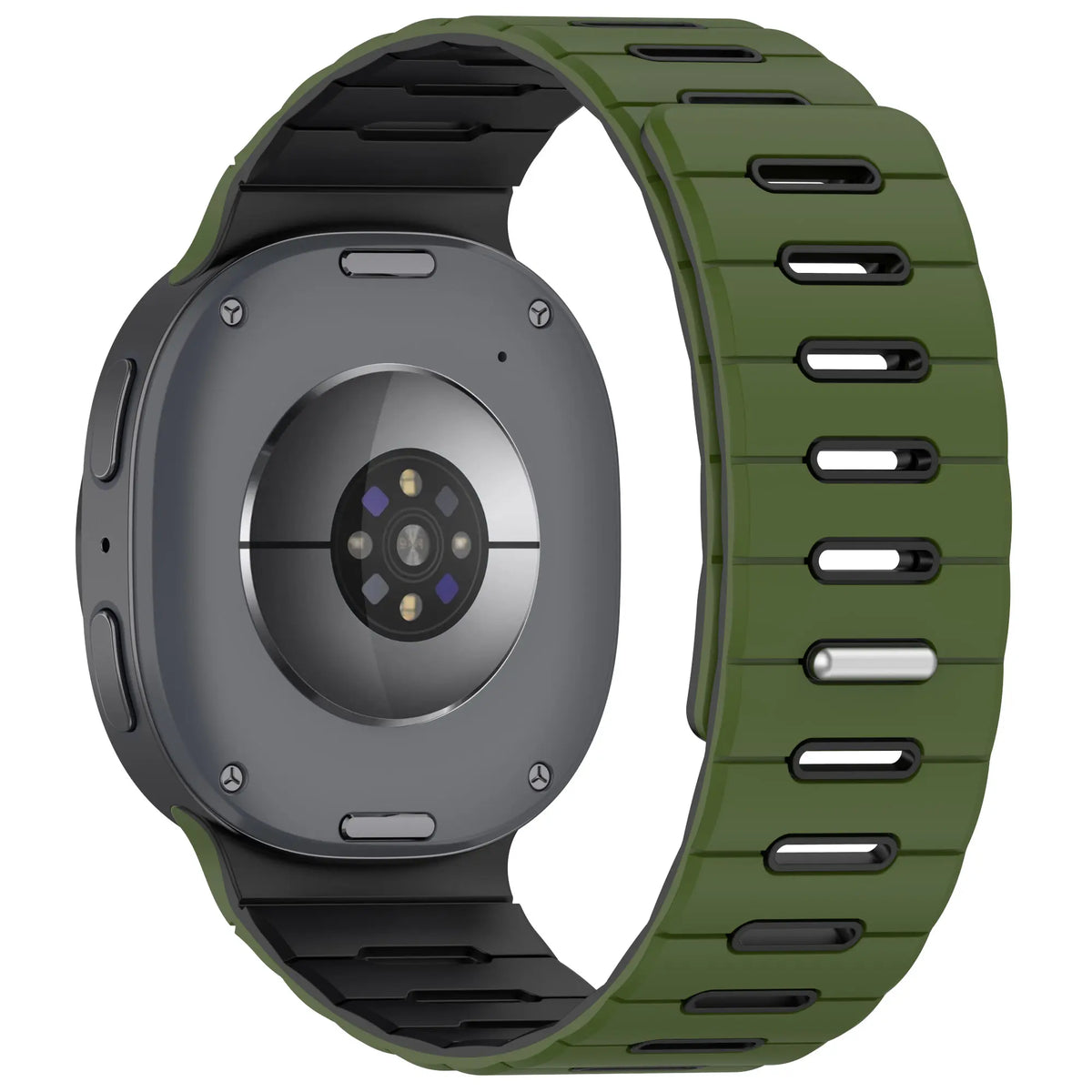 Samsung Galaxy Watch 9 - 44mm Magnetic Silicone Strap (Army Green/Black)