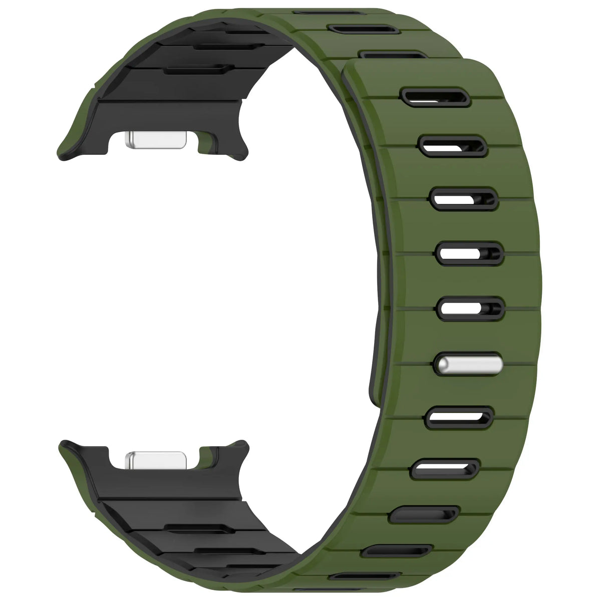 Samsung Galaxy Watch 9 - 44mm Magnetic Silicone Strap (Army Green/Black)