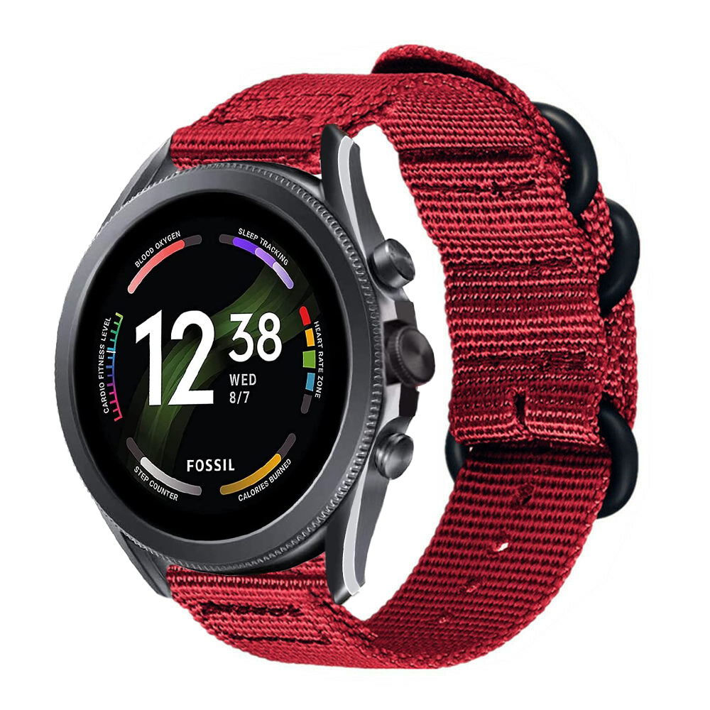 bandje-voor-fossil-gen-6-44mm-nylon-gesp-rood