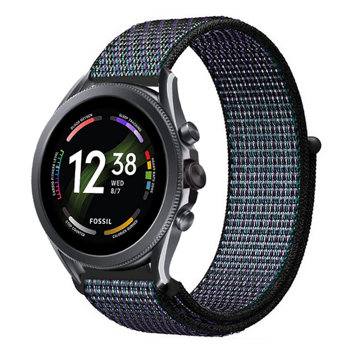 bandje-voor-fossil-gen-6-44mm-nylon-zwart-blauw