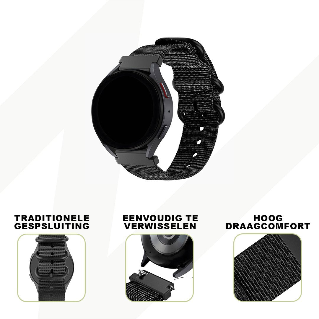 Bandz Garmin Vivoactive 3 Buckled Nylon Strap (Black)