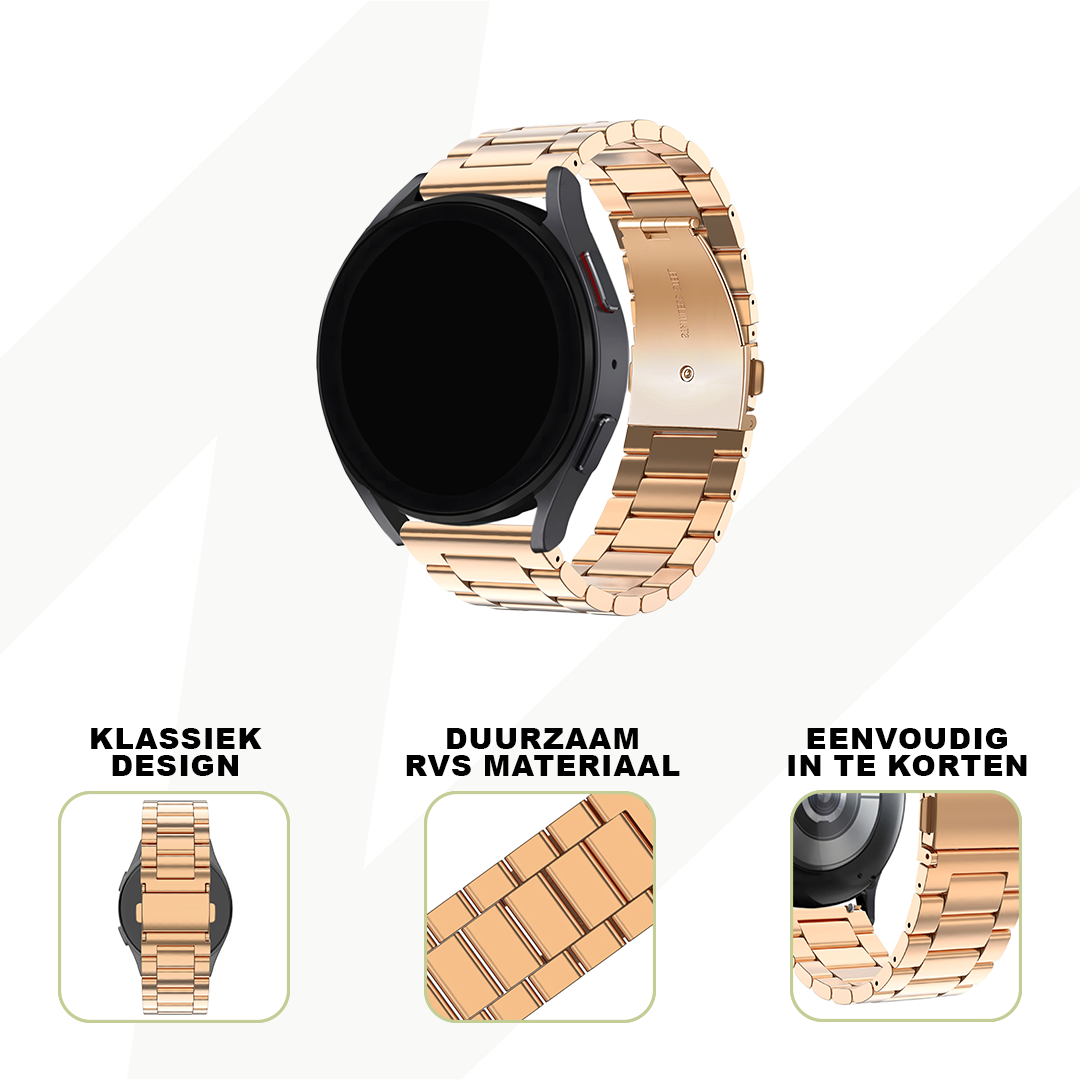 Bandz Garmin Vivoactive 3 Steel Strap 'Classic' (Rose Gold)