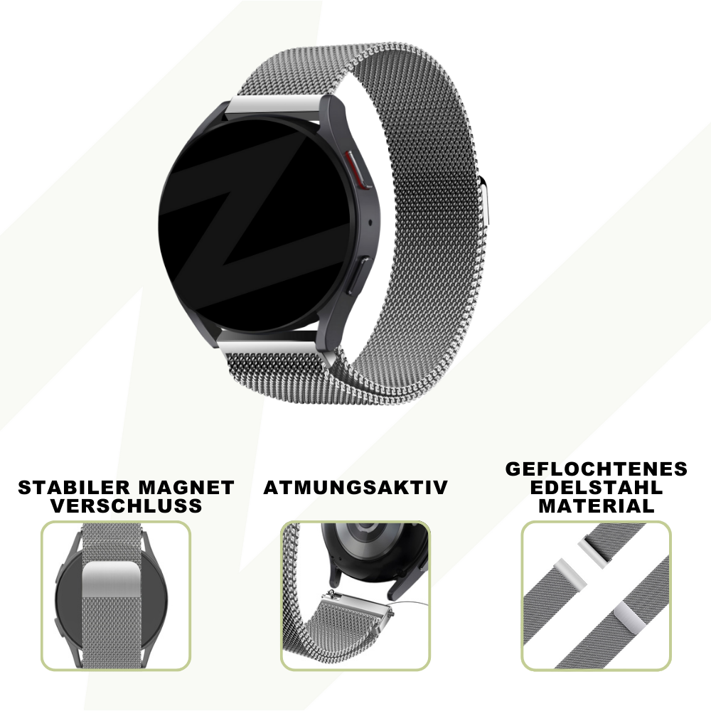 Bandz Coros Pace 2 Milanese Loop Strap (Silver)