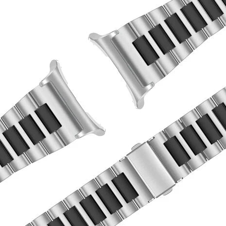 Bandz Samsung Galaxy Watch Ultra Steel Link Strap 'Deluxe' (Silver/Black)