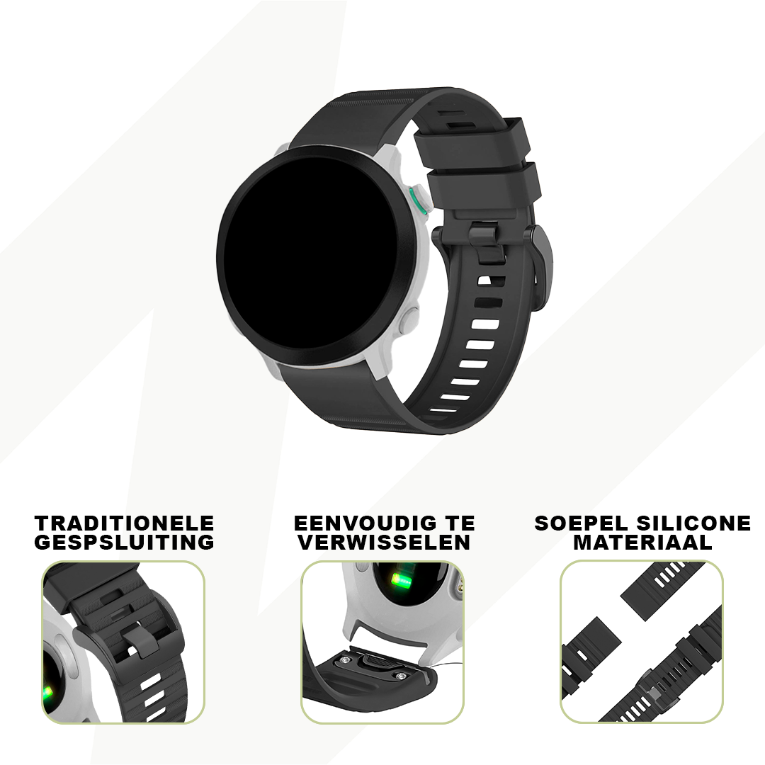 Bandz Garmin Forerunner 935 Buckled Silicone Strap (Black)