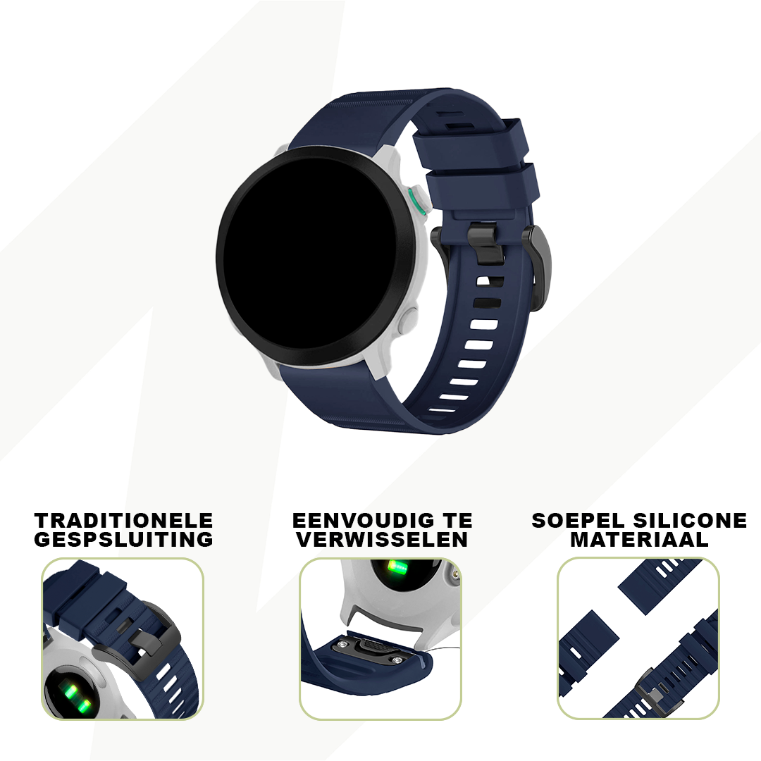 Bandz Garmin Forerunner 935 Buckled Silicone Strap (Dark Blue)