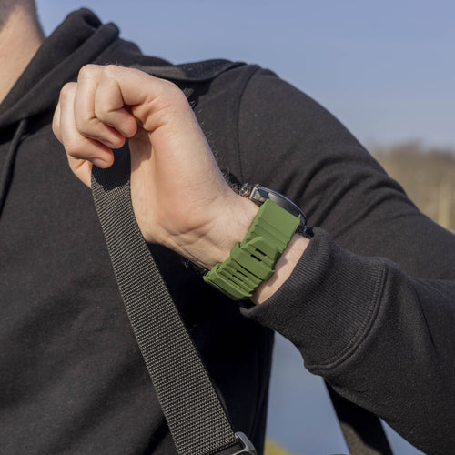 Bandz Garmin Descent MK2(i) Buckled Silicone Strap (Dark Green)