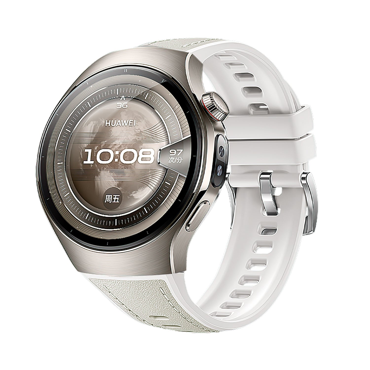 Huawei Watch 5 - 42mm Leather Hybrid Strap 'Perfect Fit' (Beige)