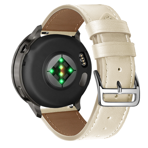 Bandz Garmin Forerunner 255s Leather Strap 'Deluxe' (Beige)