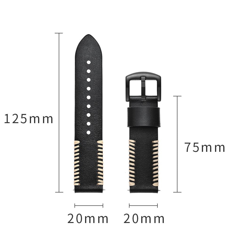 Amazfit Cheetah (Pro) Stitched Leather Strap (Black)