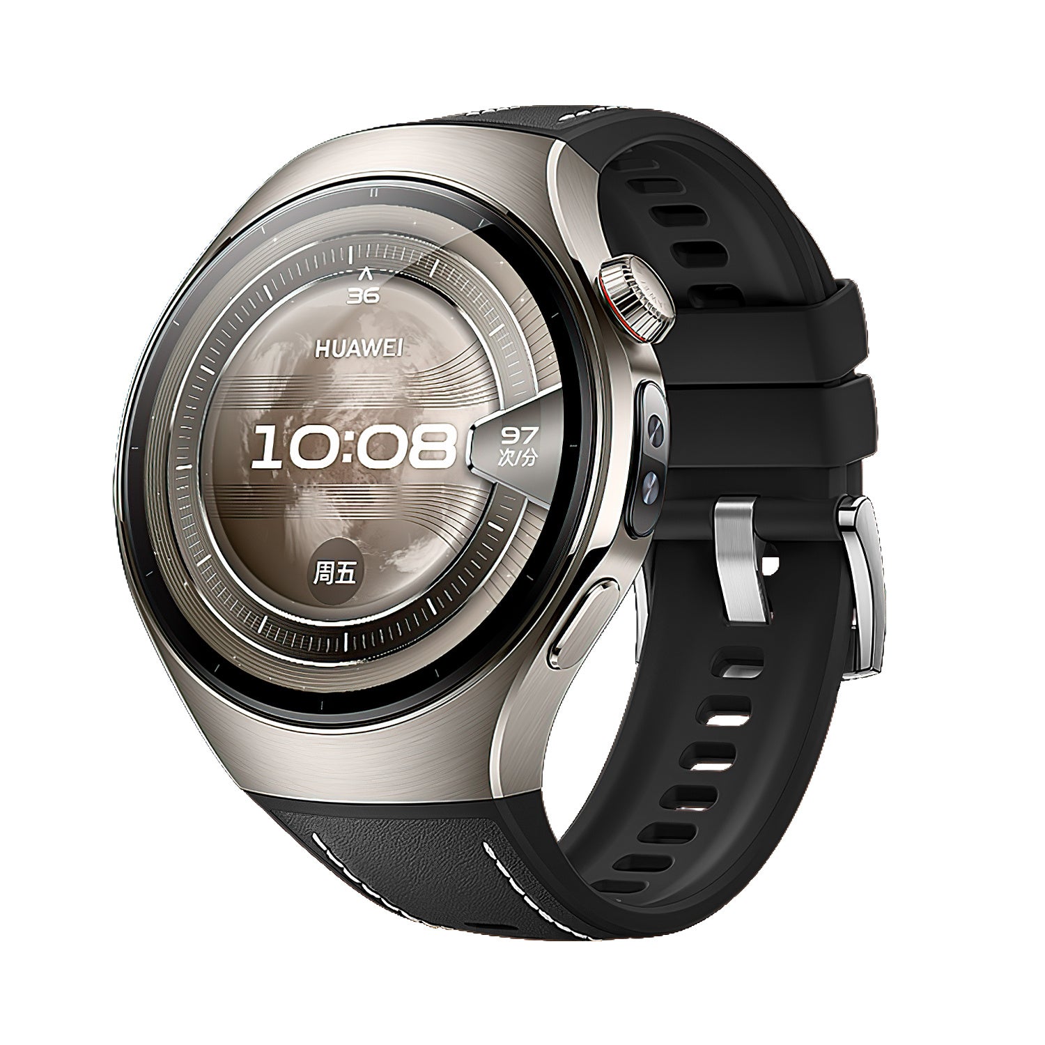 Huawei Watch 5 - 46mm Leather Hybrid Strap 'Perfect Fit' (Black)