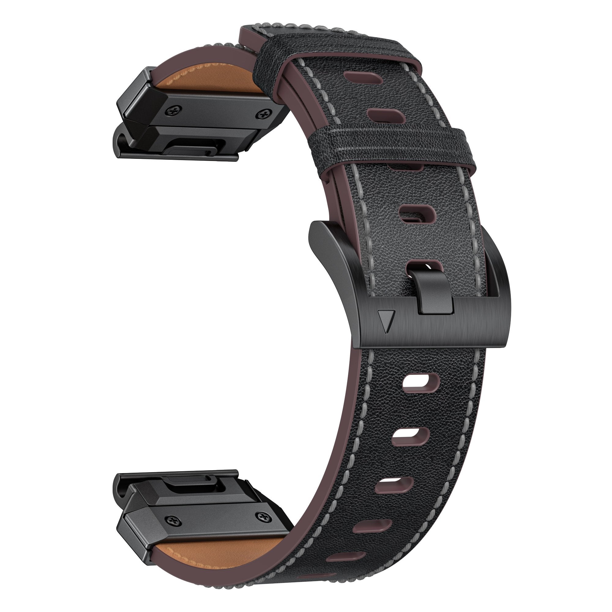 Garmin Quatix 3 / 6x / 7x Solar Genuine Leather Bracelet (Black)