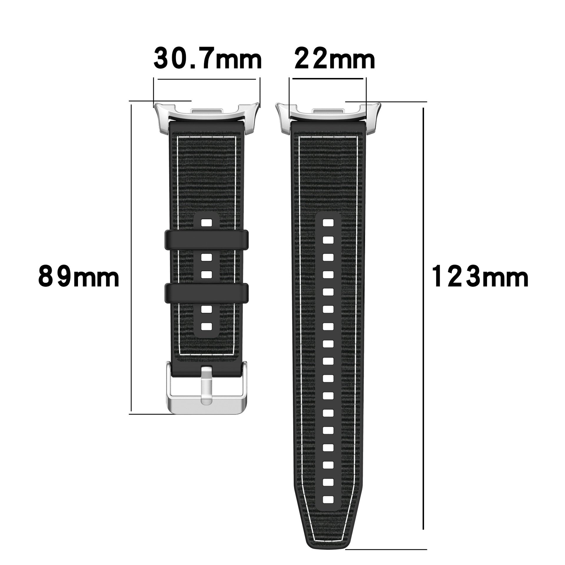Samsung Galaxy Watch 8 - 44mm Nylon Hybrid Strap (Black)