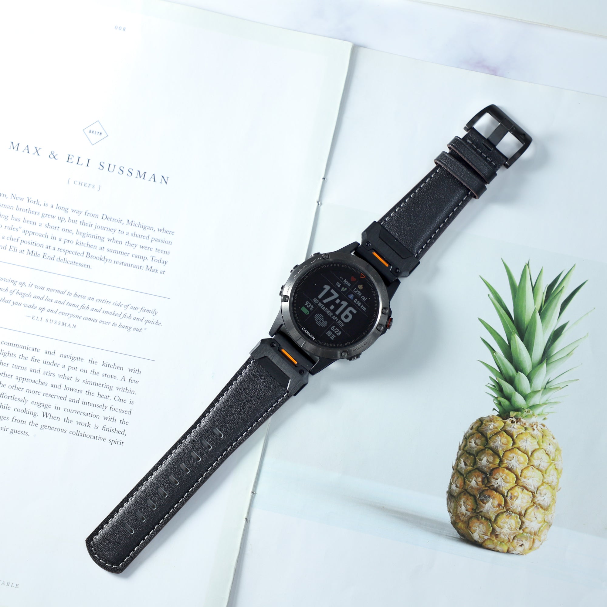 Garmin Fenix 8 Pro - 51mm Genuine Leather Strap (Black)