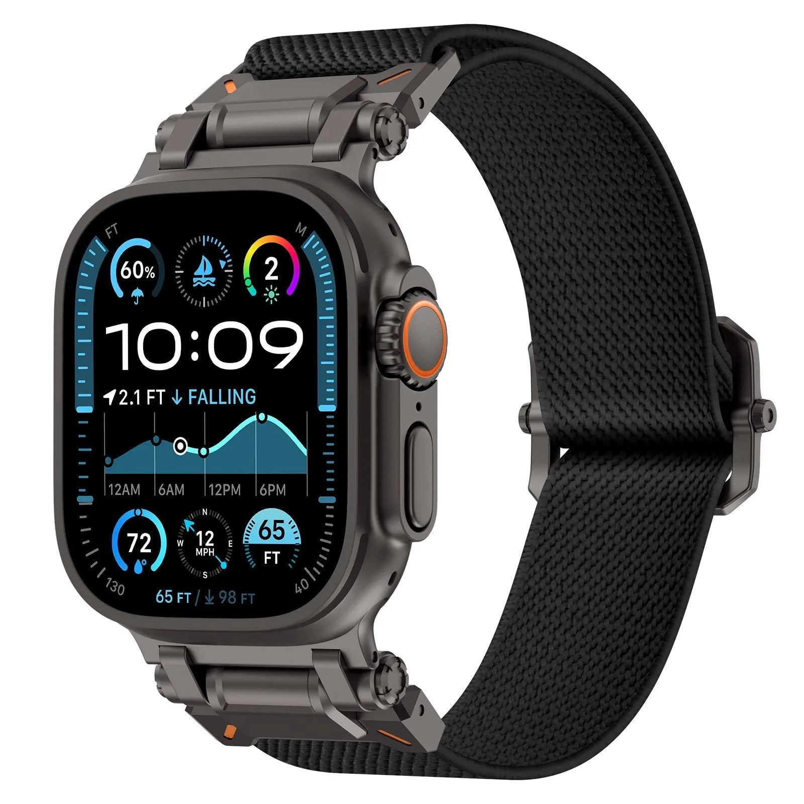 Apple Watch 'Explorer' Polyester Strap (Black with Black)