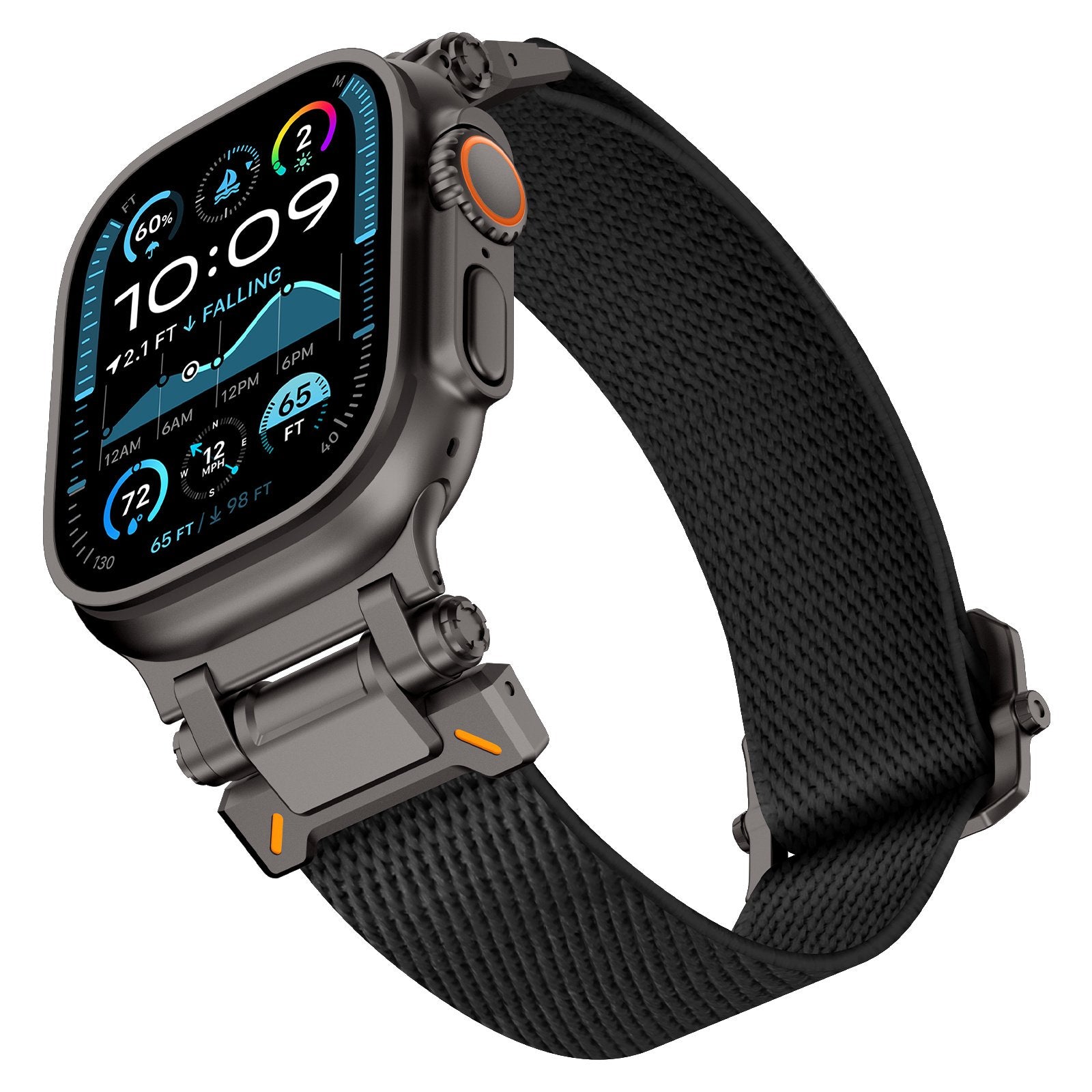 Apple Watch 'Explorer' Polyester Strap (Black met Black)