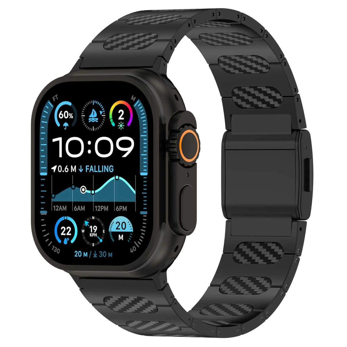 Apple Watch Ultra Refined Steel Hybrid Strap (Black/Carbon)