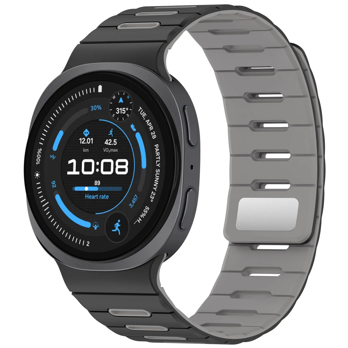Samsung Galaxy Watch 9 - 40mm Magnetic Silicone Strap (Black/Grey)