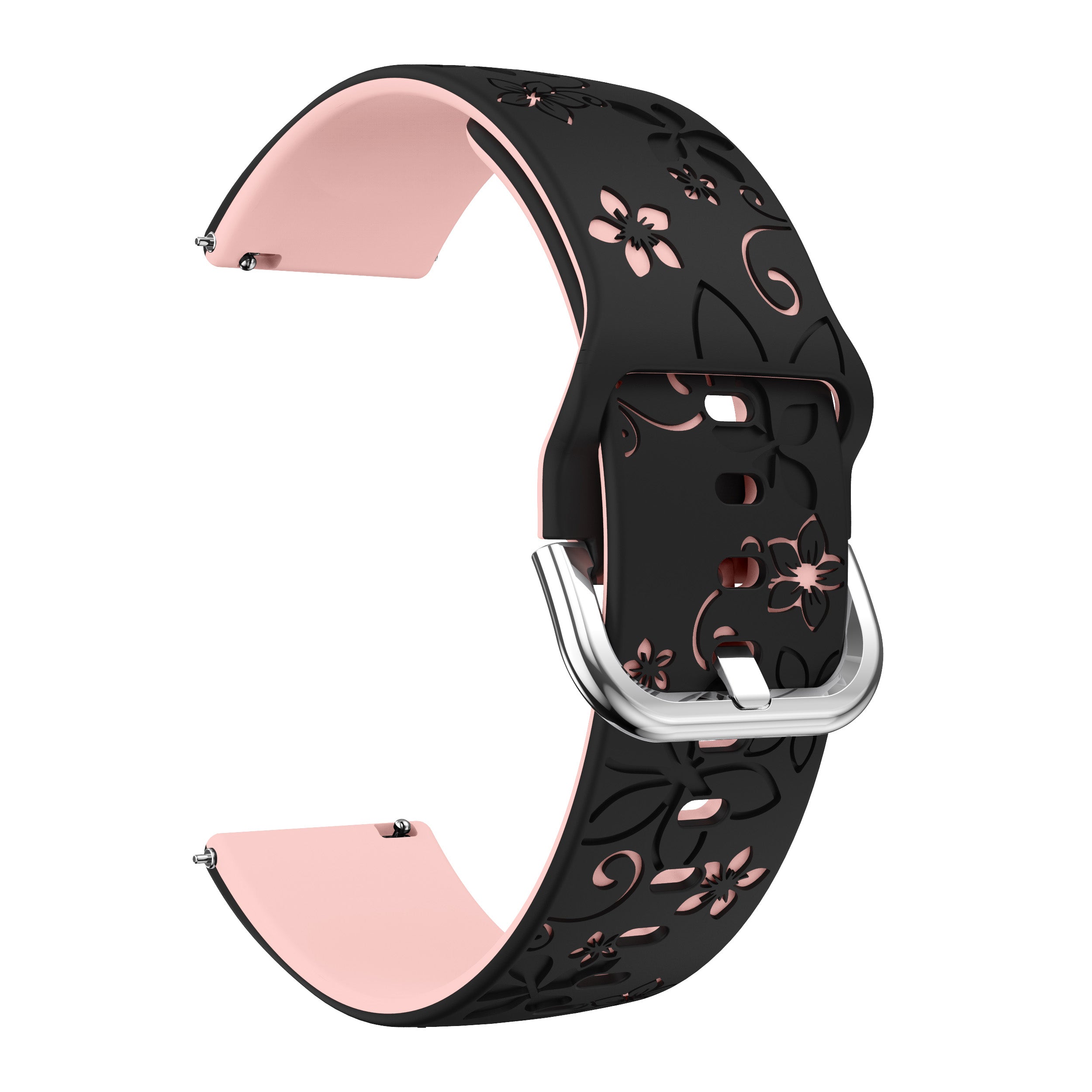 Amazfit GTS 4 Flower Silicone Strap (Black/Light Pink)