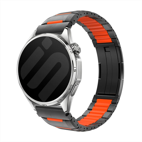 Gard Pro Health Smartwatch 3 - 48mm 'One Push' Steel Hybrid Strap (Black/Orange)