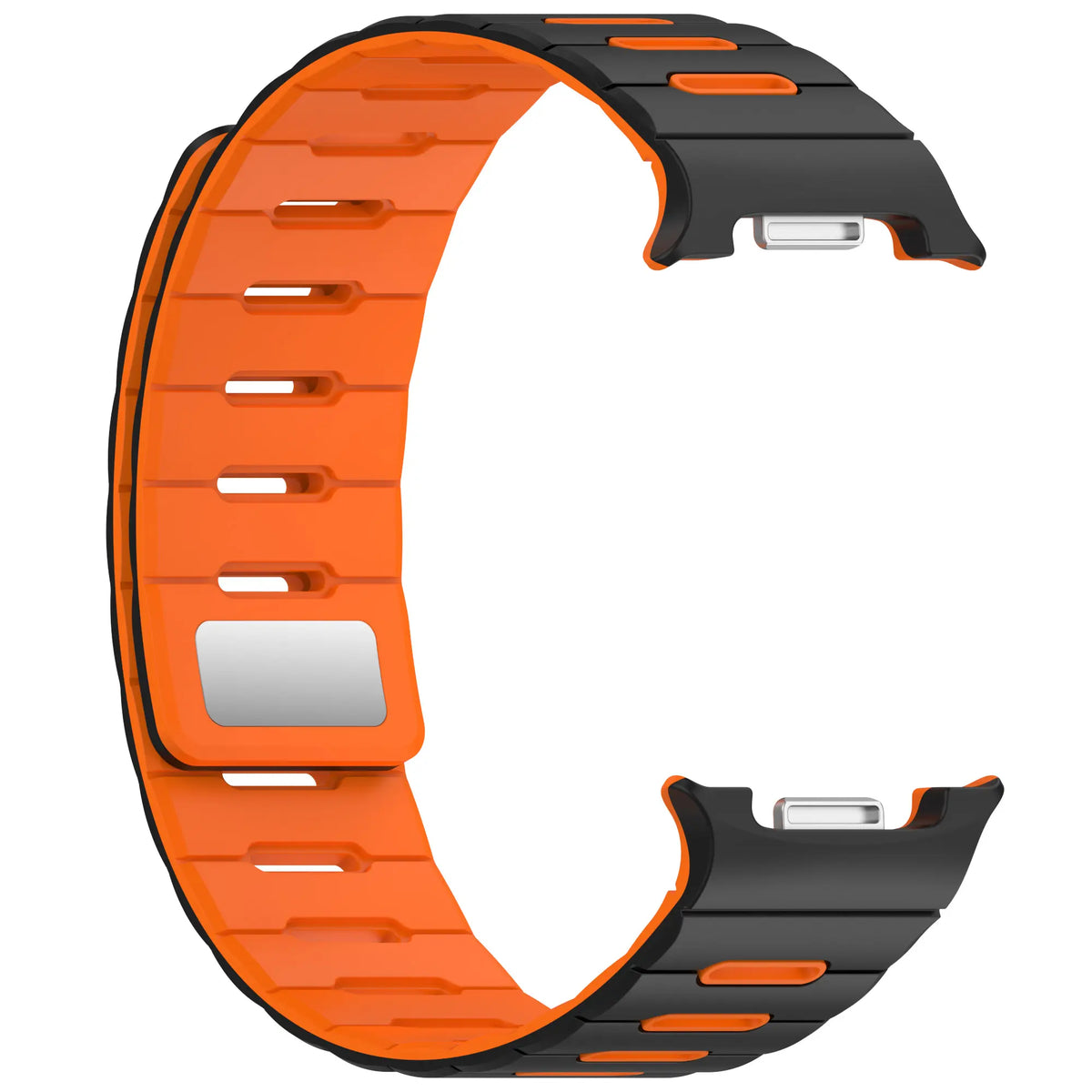 Samsung Galaxy Watch 9 - 44mm Magnetic Silicone Strap (Black/Orange)